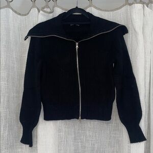 Black Double Zip-Up Sweater